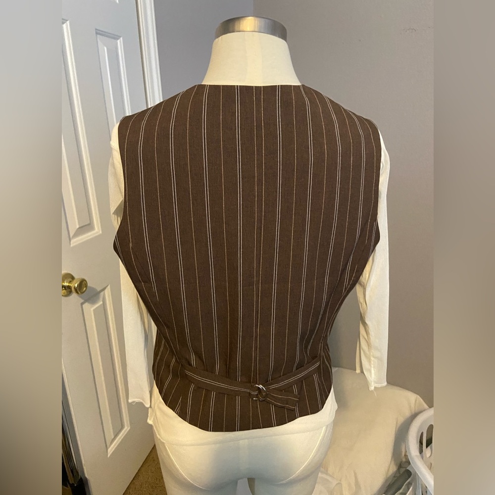 COPY - Brown pin stripe vest Size 12 - Picture 2 of 3